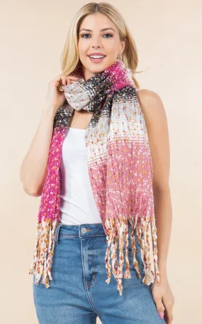 OA4278 MULTI COLOR OBLONG SCARF W/FRINGES