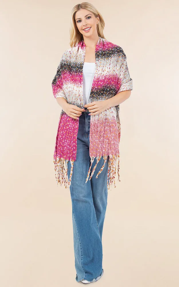 OA4278 MULTI COLOR OBLONG SCARF W/FRINGES