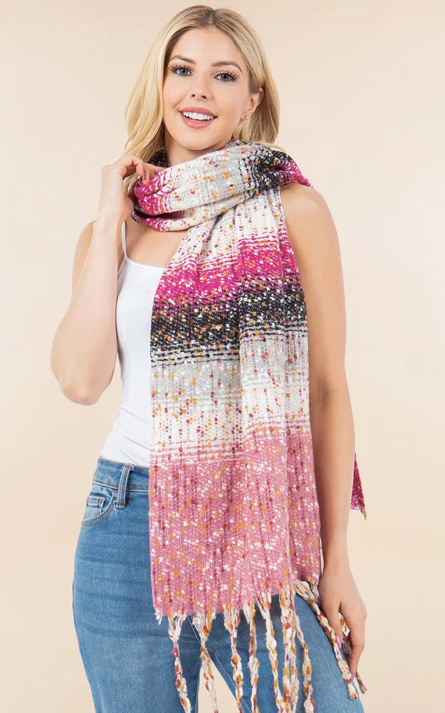 OA4278 MULTI COLOR OBLONG SCARF W/FRINGES