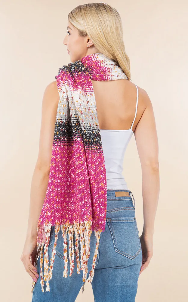 OA4278 MULTI COLOR OBLONG SCARF W/FRINGES