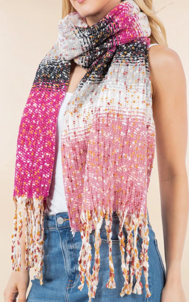 OA4278 MULTI COLOR OBLONG SCARF W/FRINGES