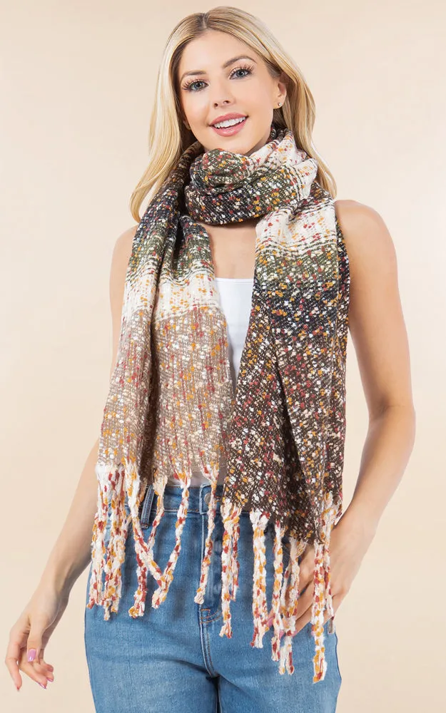 OA4278 MULTI COLOR OBLONG SCARF W/FRINGES