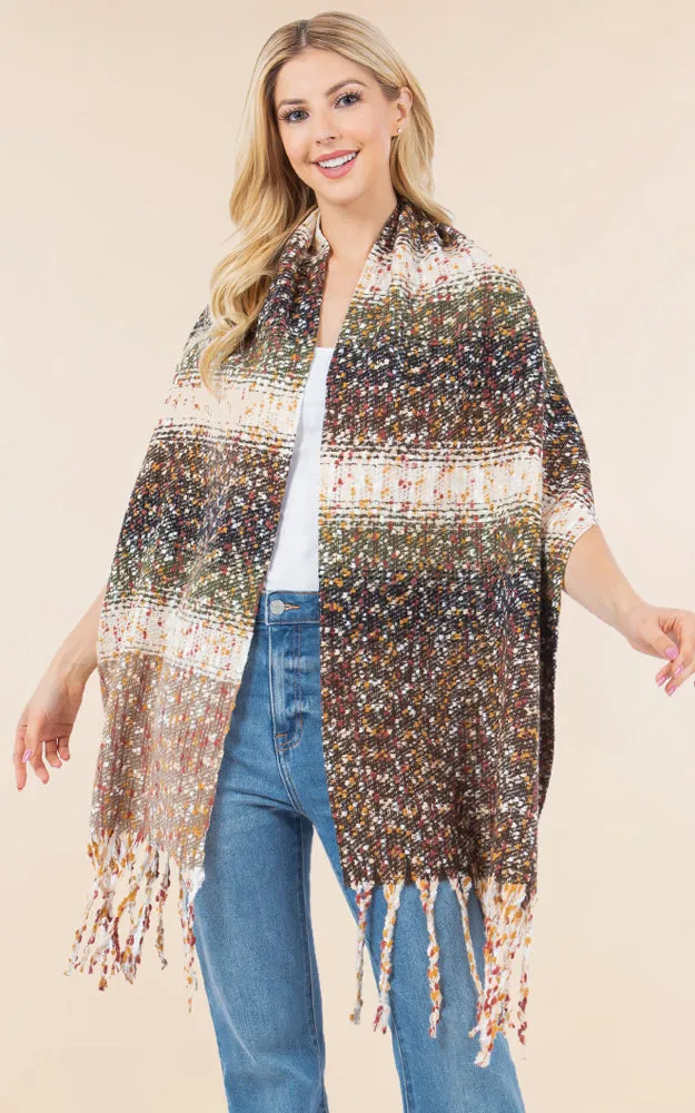 OA4278 MULTI COLOR OBLONG SCARF W/FRINGES