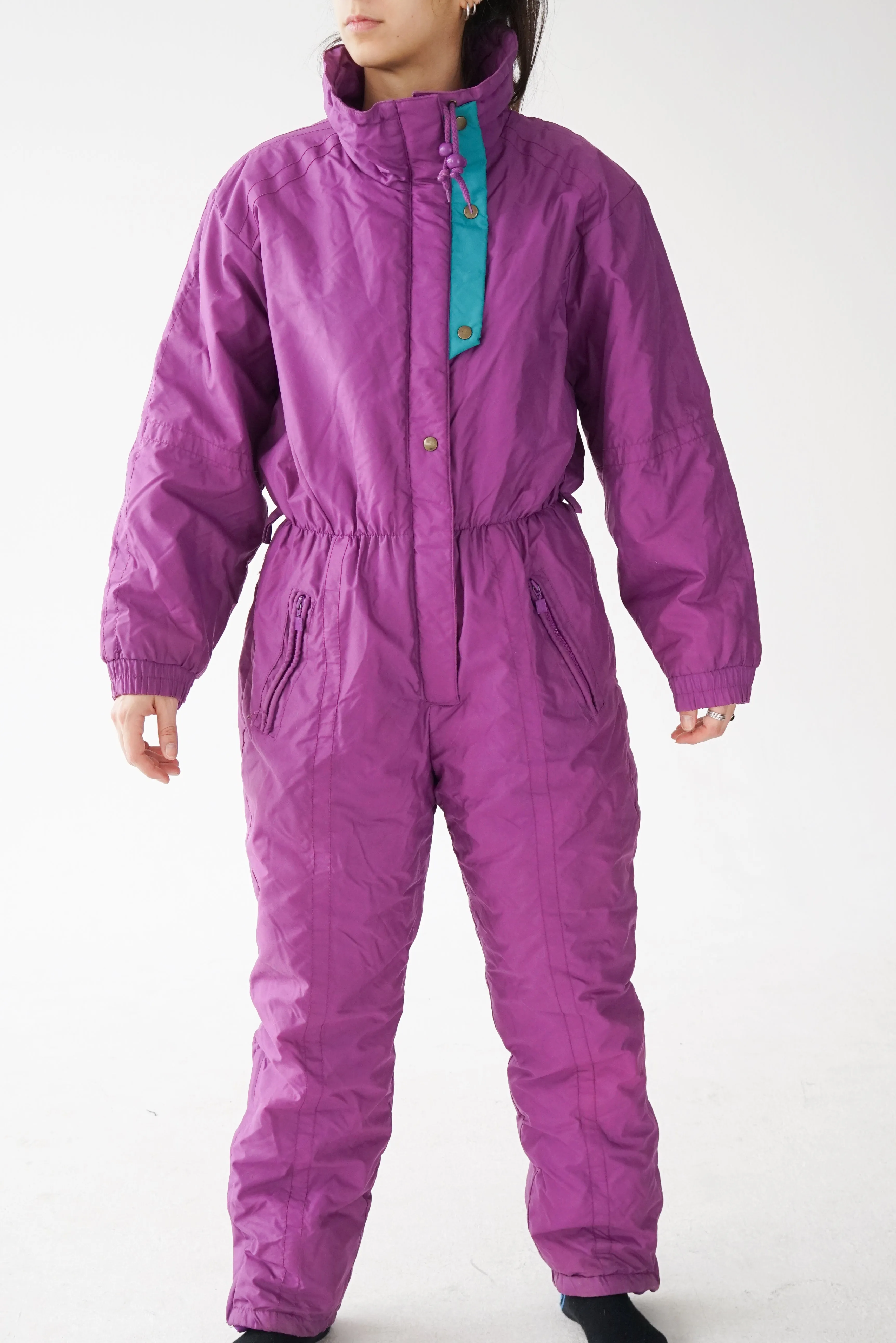 One piece rétro Newface ski suit, snow suit mauve unisex taille 10 (S-M)