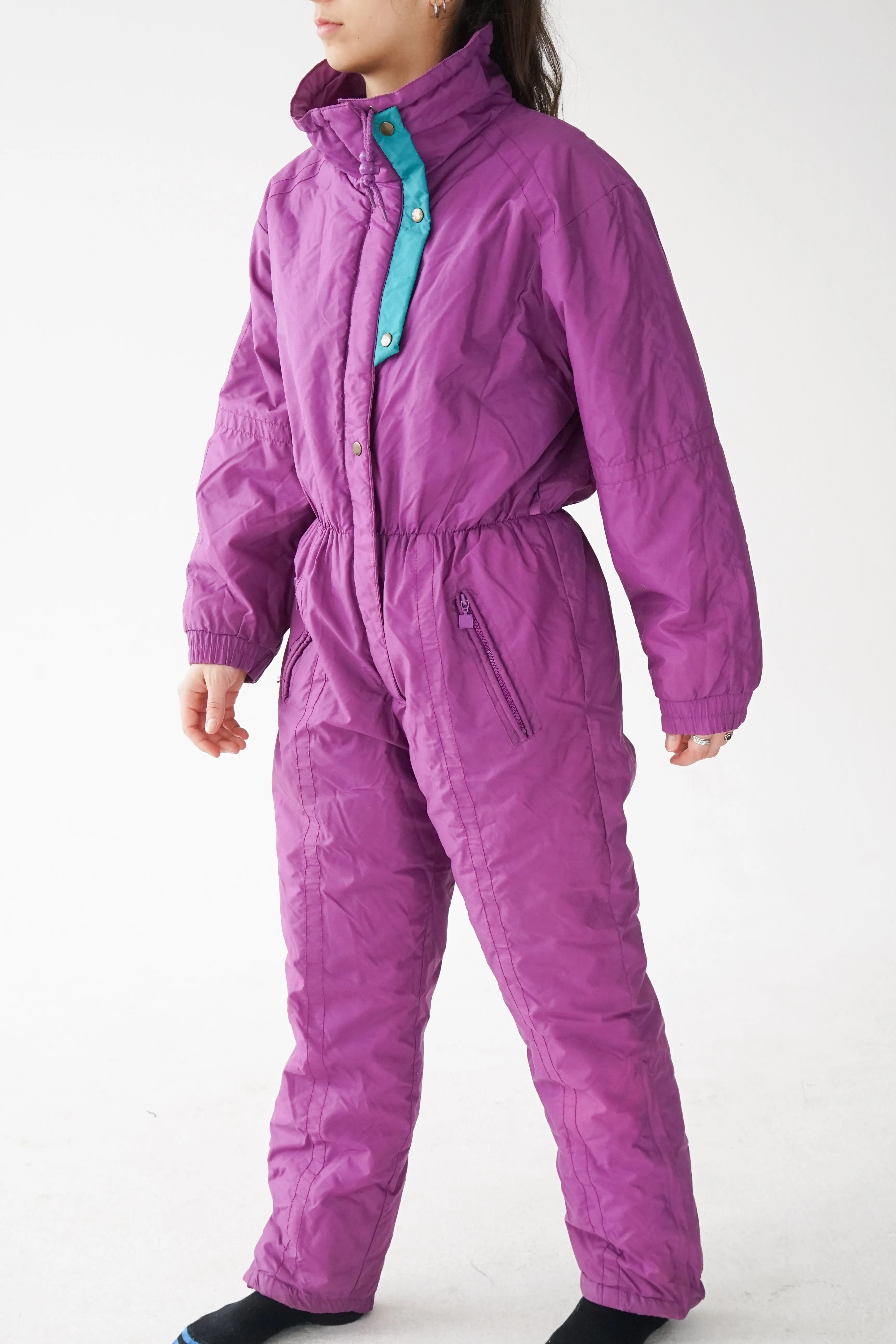 One piece rétro Newface ski suit, snow suit mauve unisex taille 10 (S-M)