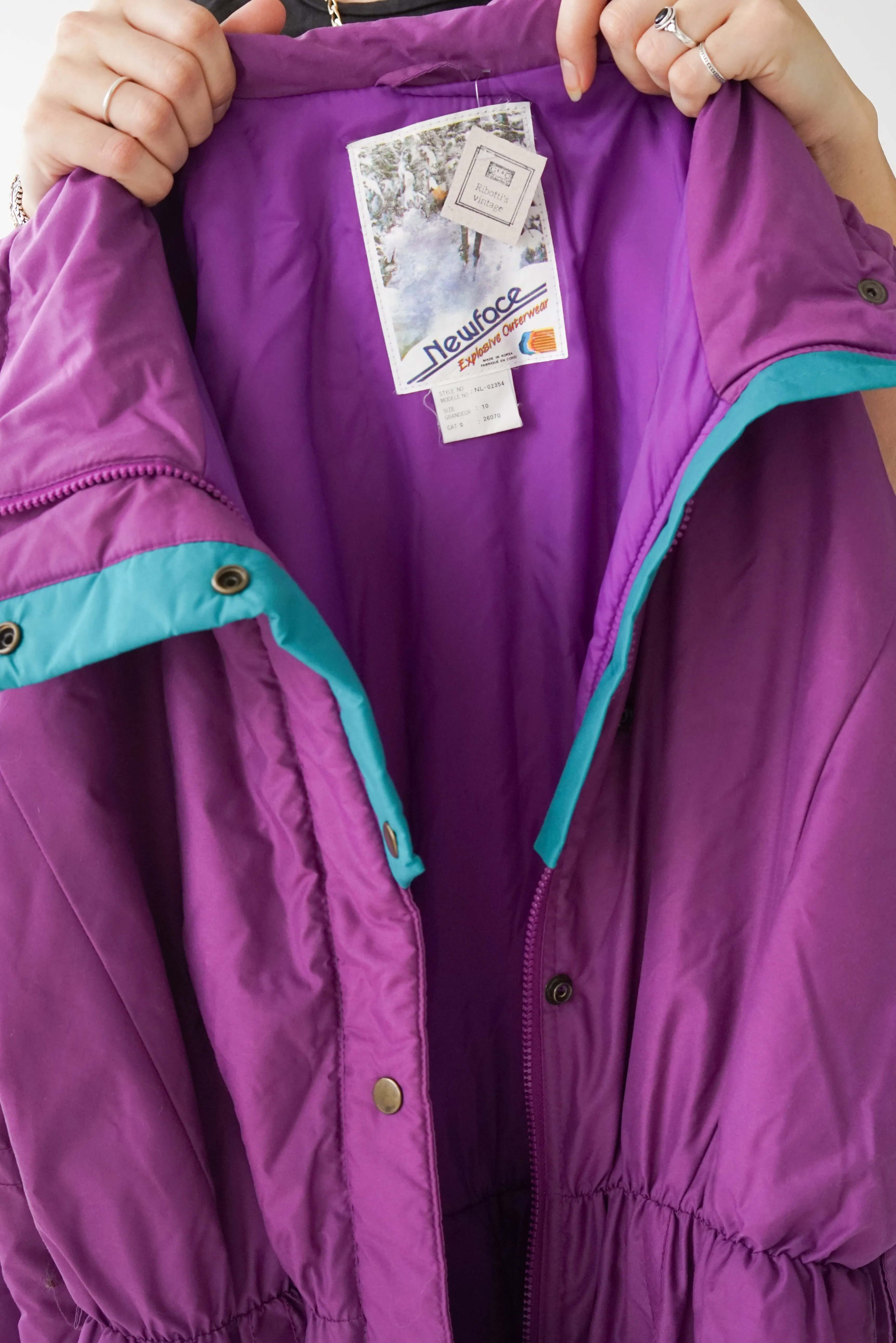 One piece rétro Newface ski suit, snow suit mauve unisex taille 10 (S-M)