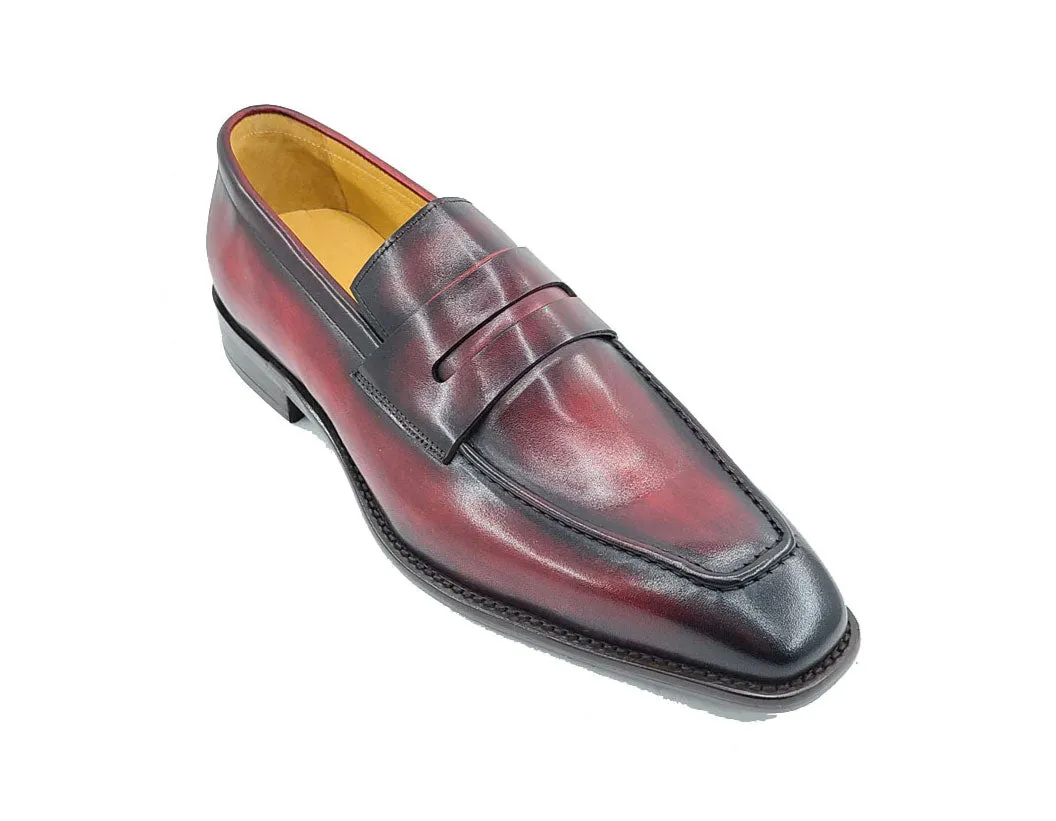 Patina Calfskin Slip-On Penny Loafer Burgundy