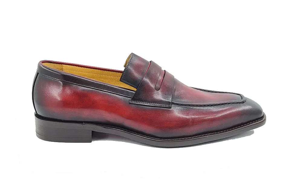 Patina Calfskin Slip-On Penny Loafer Burgundy