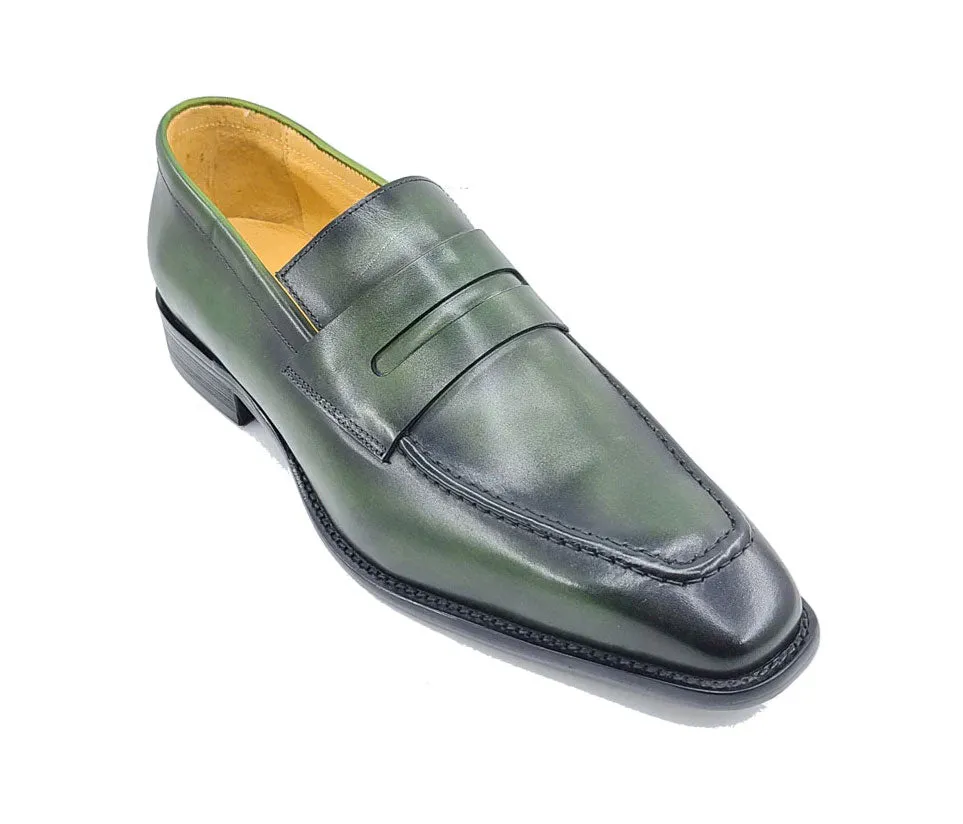 Patina Calfskin Slip-On Penny Loafer Green