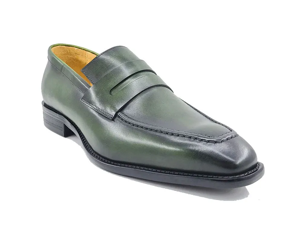 Patina Calfskin Slip-On Penny Loafer Green