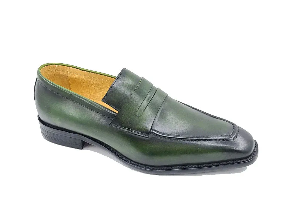 Patina Calfskin Slip-On Penny Loafer Green