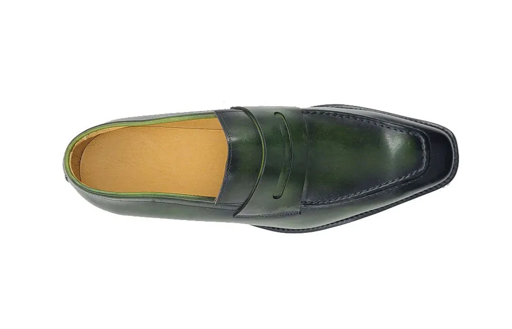 Patina Calfskin Slip-On Penny Loafer Green