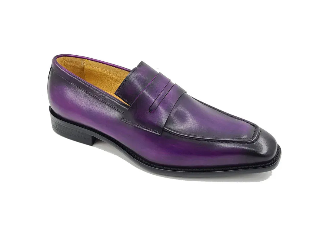 Patina Calfskin Slip-On Penny Loafer Purple