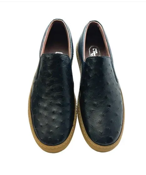 Pelle Grafton Ostrich Slip-On Loafer Black