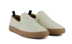 Pelle Grafton Ostrich Slip-On Loafer Bone