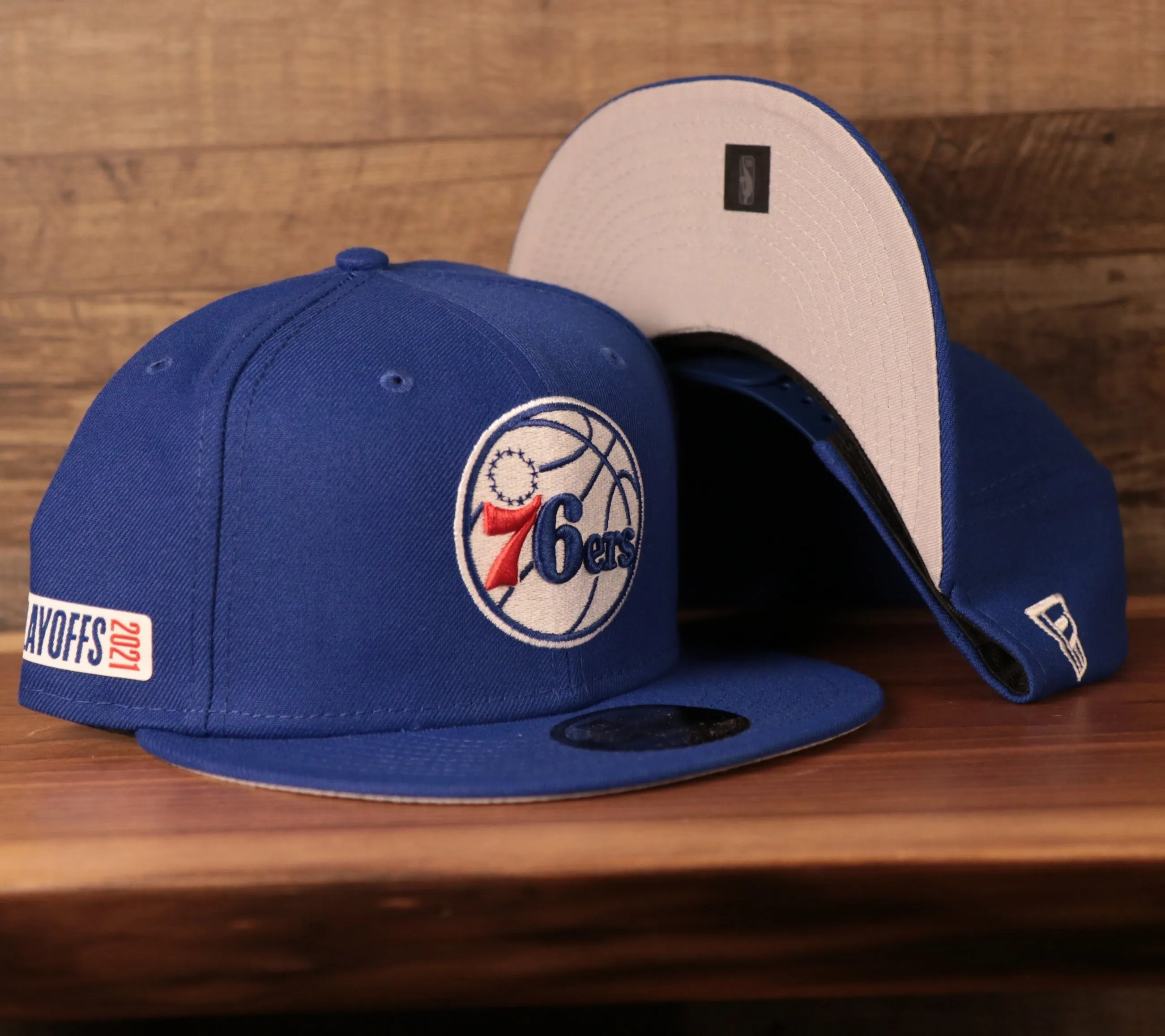 Philadelphia 76ers 2021 NBA Playoffs Royal Blue 9Fifty Gray Bottom Snapback Hat