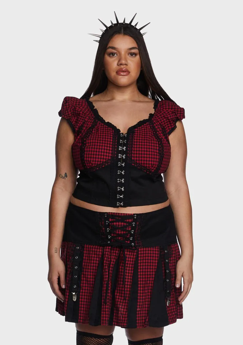 Plus Red And Black Bo Peep Crop Top-