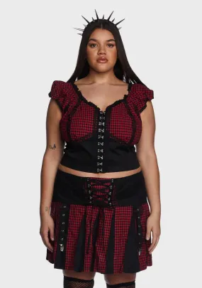 Plus Red And Black Bo Peep Crop Top-