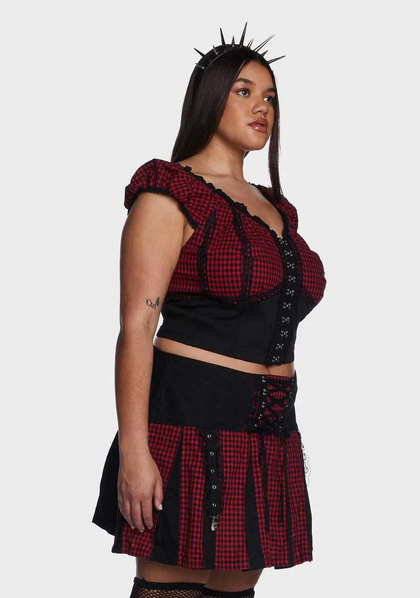 Plus Red And Black Bo Peep Crop Top-