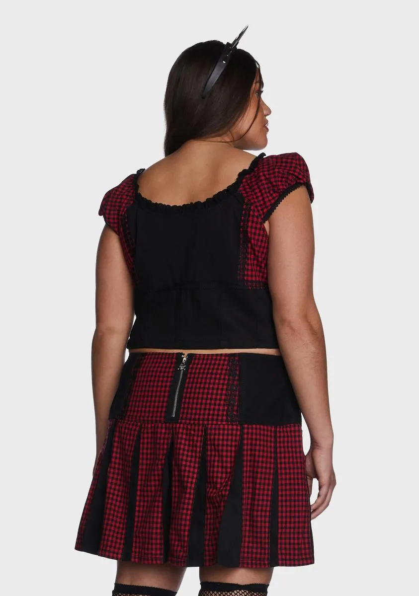 Plus Red And Black Bo Peep Crop Top-