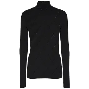 Pointelle Diamonds Turtleneck Top