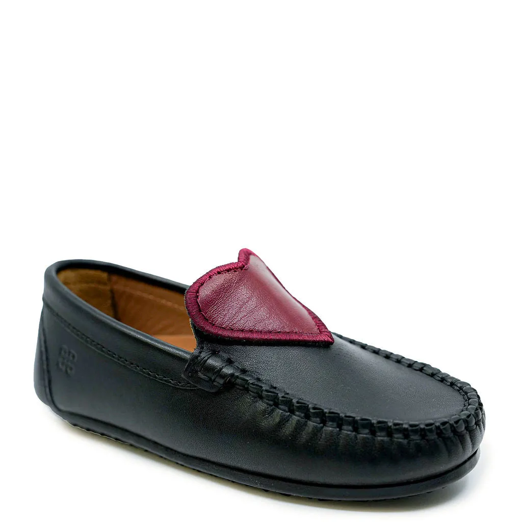 Porte Black and Red Heart Loafer