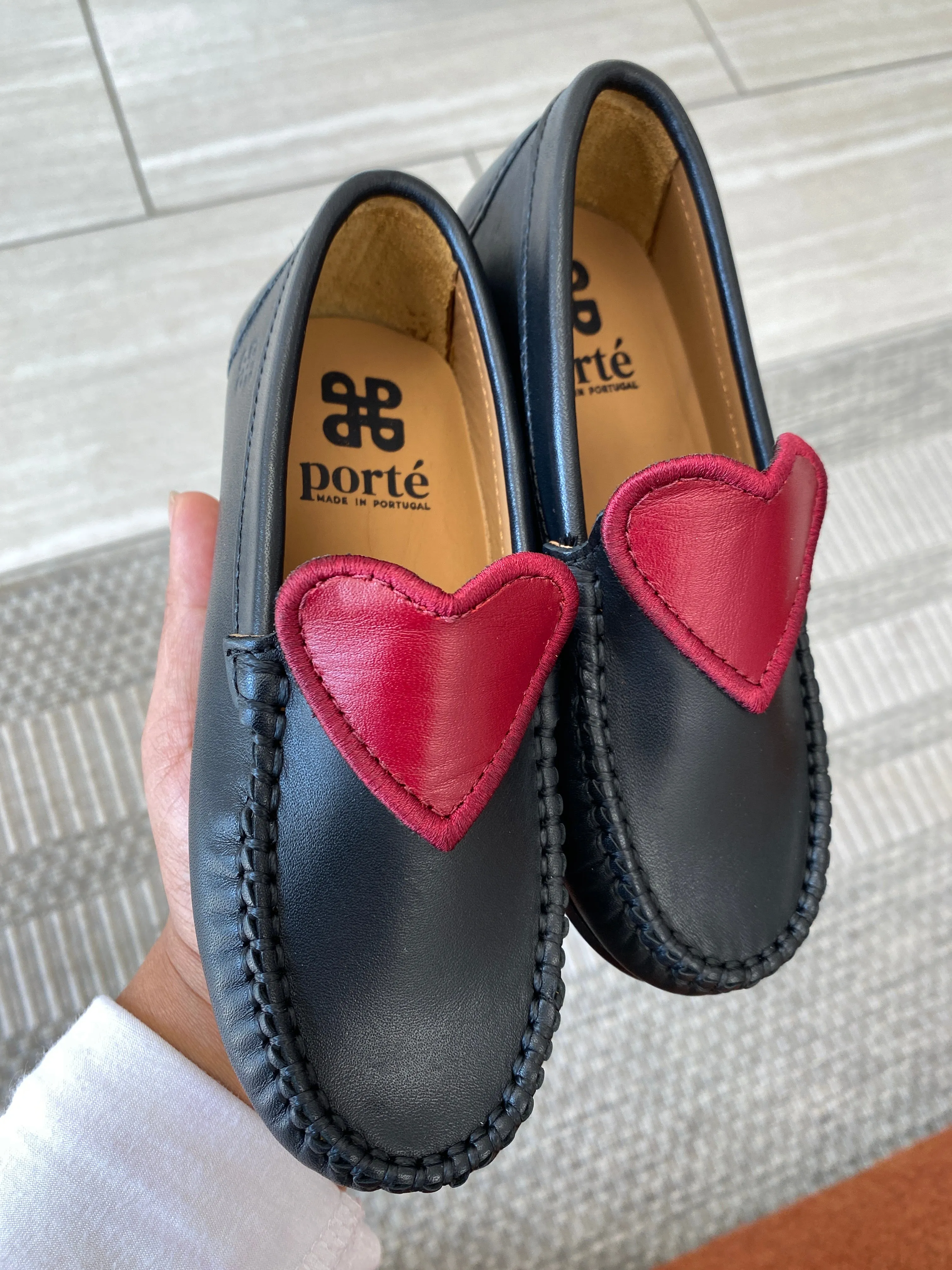 Porte Black and Red Heart Loafer