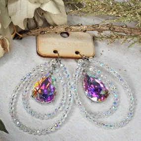 PP AB Beaded Double Layer Teardrop Earrings