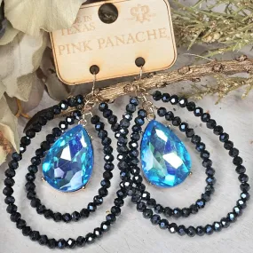 PP Navy/Blue AB Beaded Double Layer Teardrop Earrings