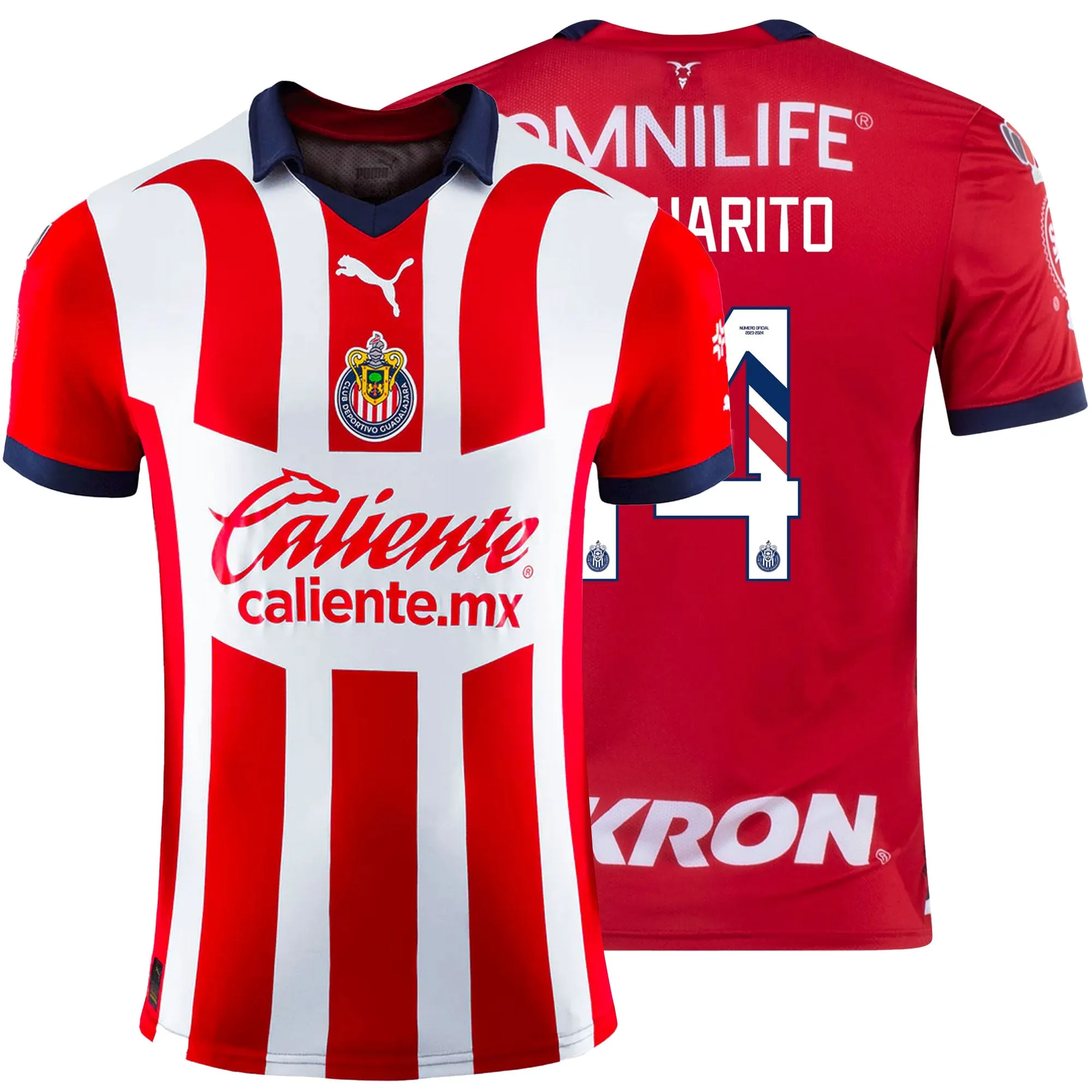 PUMA Men's Chivas De Guadalajara 2023/24 Authentic Home Jersey w/ Chicharito #14 Printing