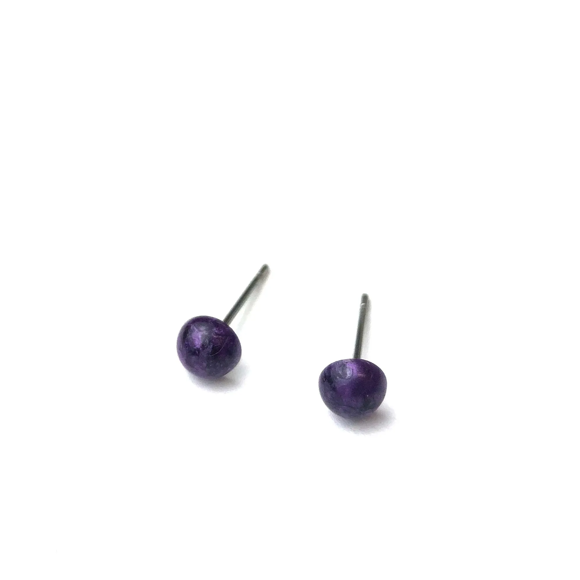 Purple Capiz Marbled Lucite Stud Earrings