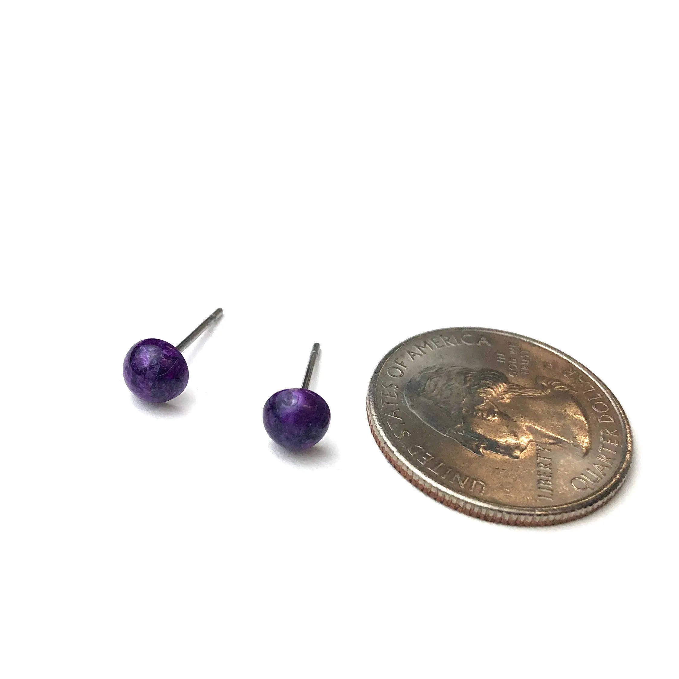 Purple Capiz Marbled Lucite Stud Earrings