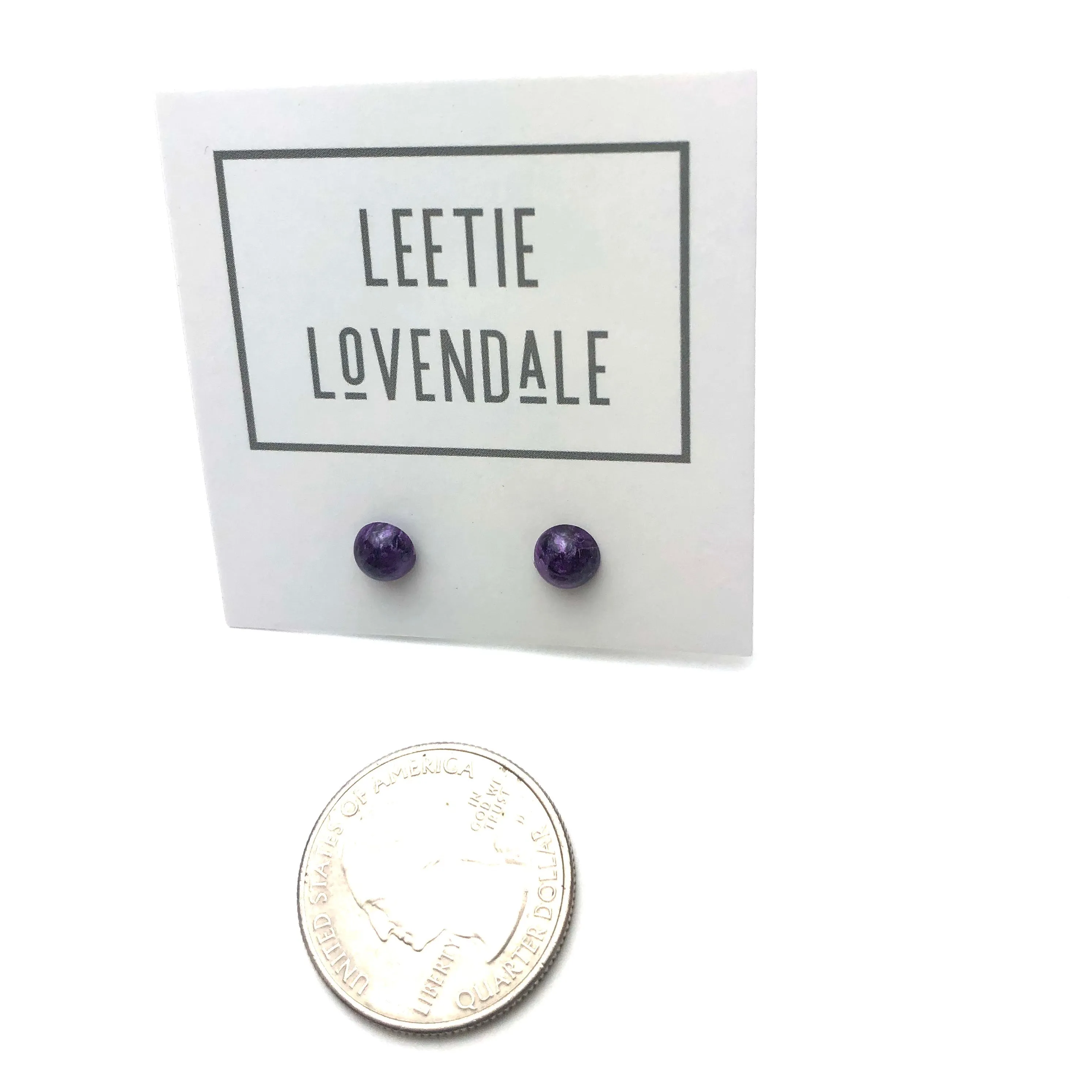 Purple Capiz Marbled Lucite Stud Earrings