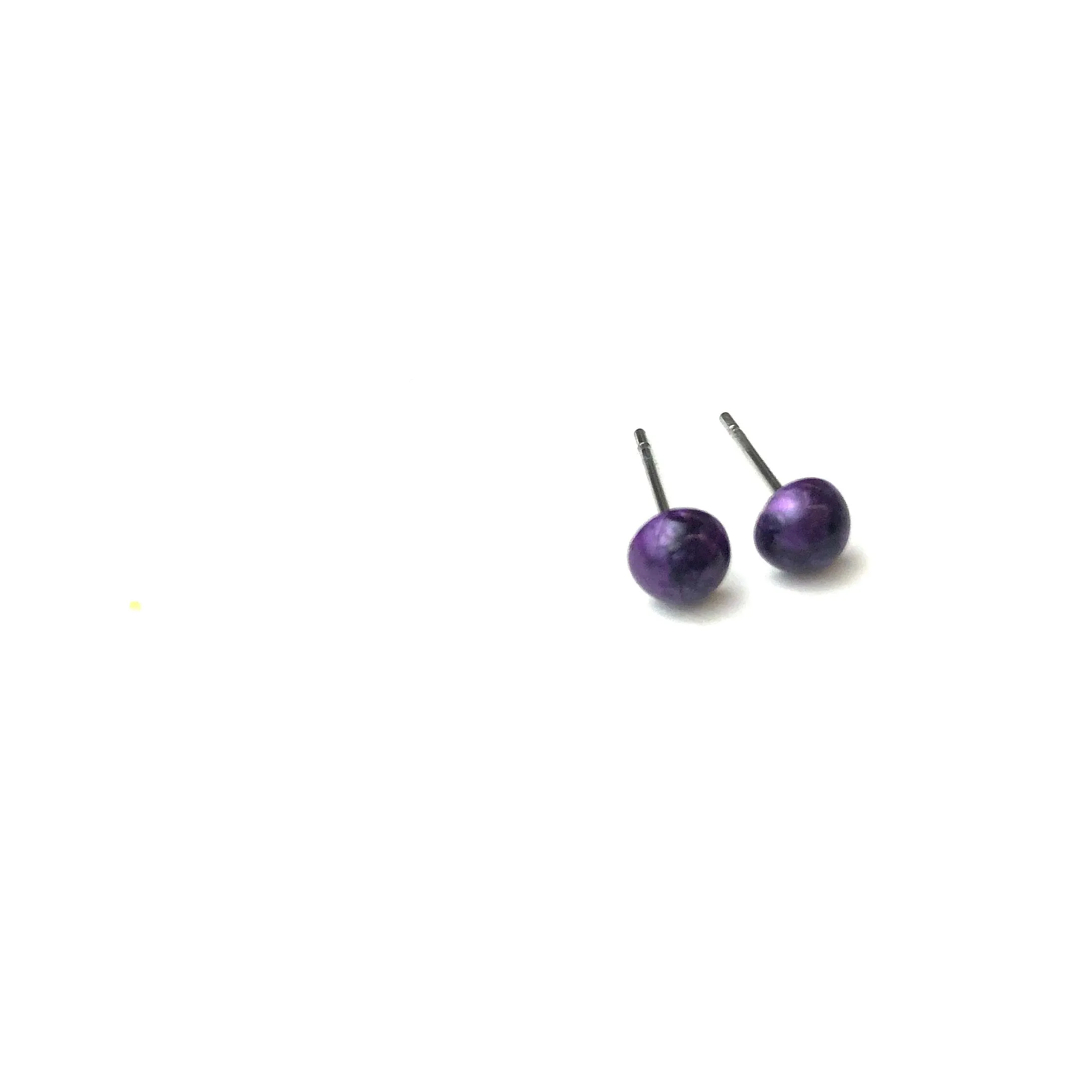 Purple Capiz Marbled Lucite Stud Earrings