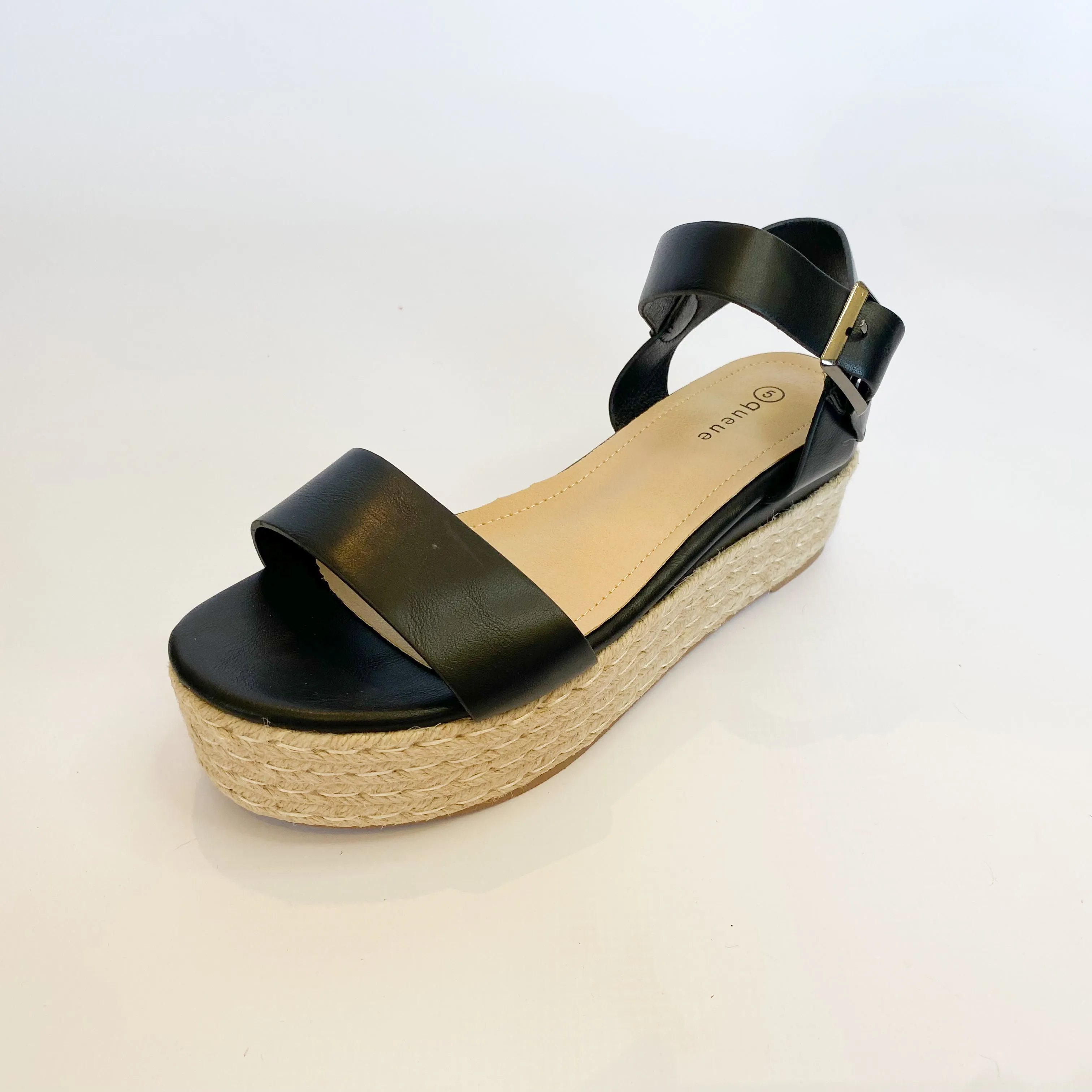 Queue black platform espadrille