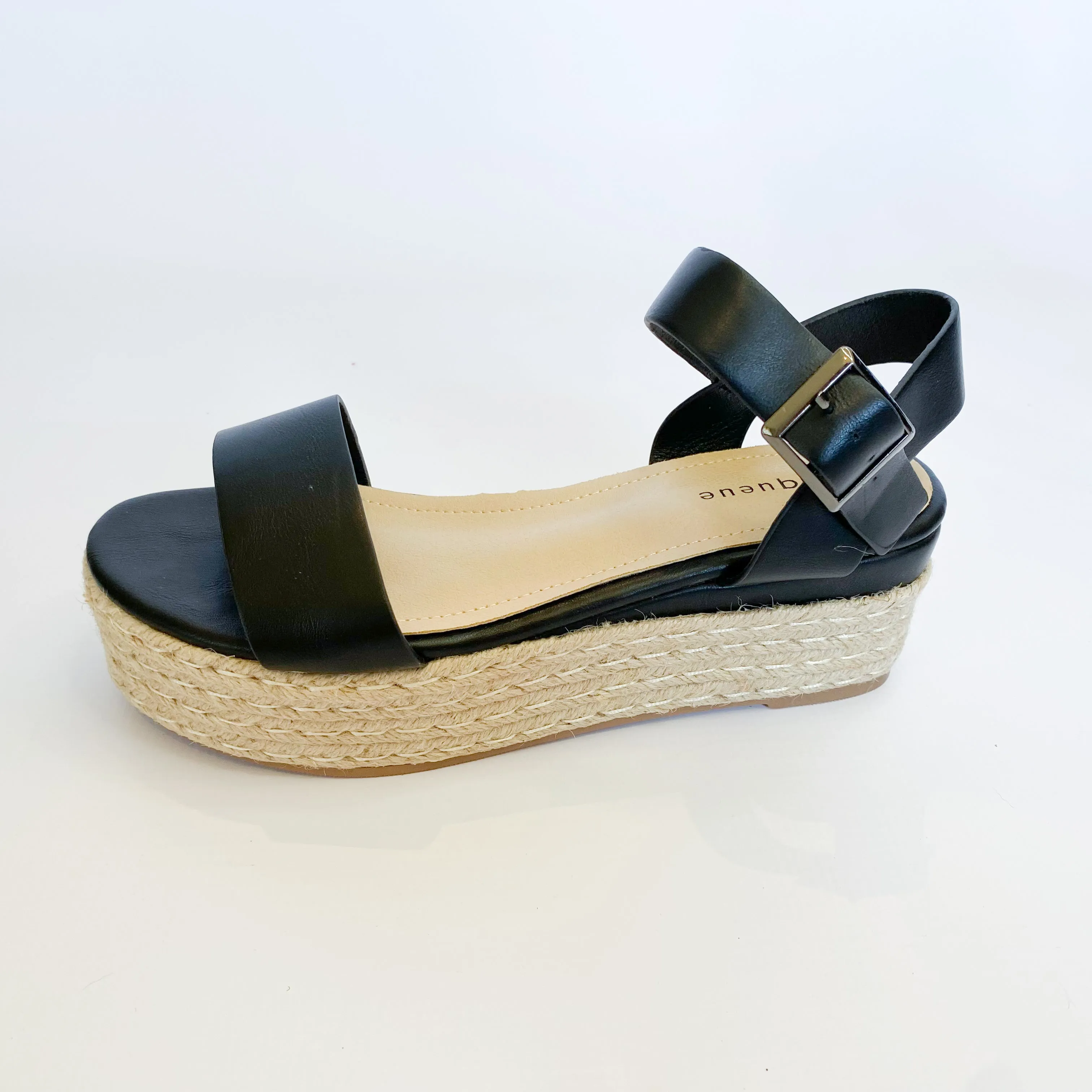 Queue black platform espadrille