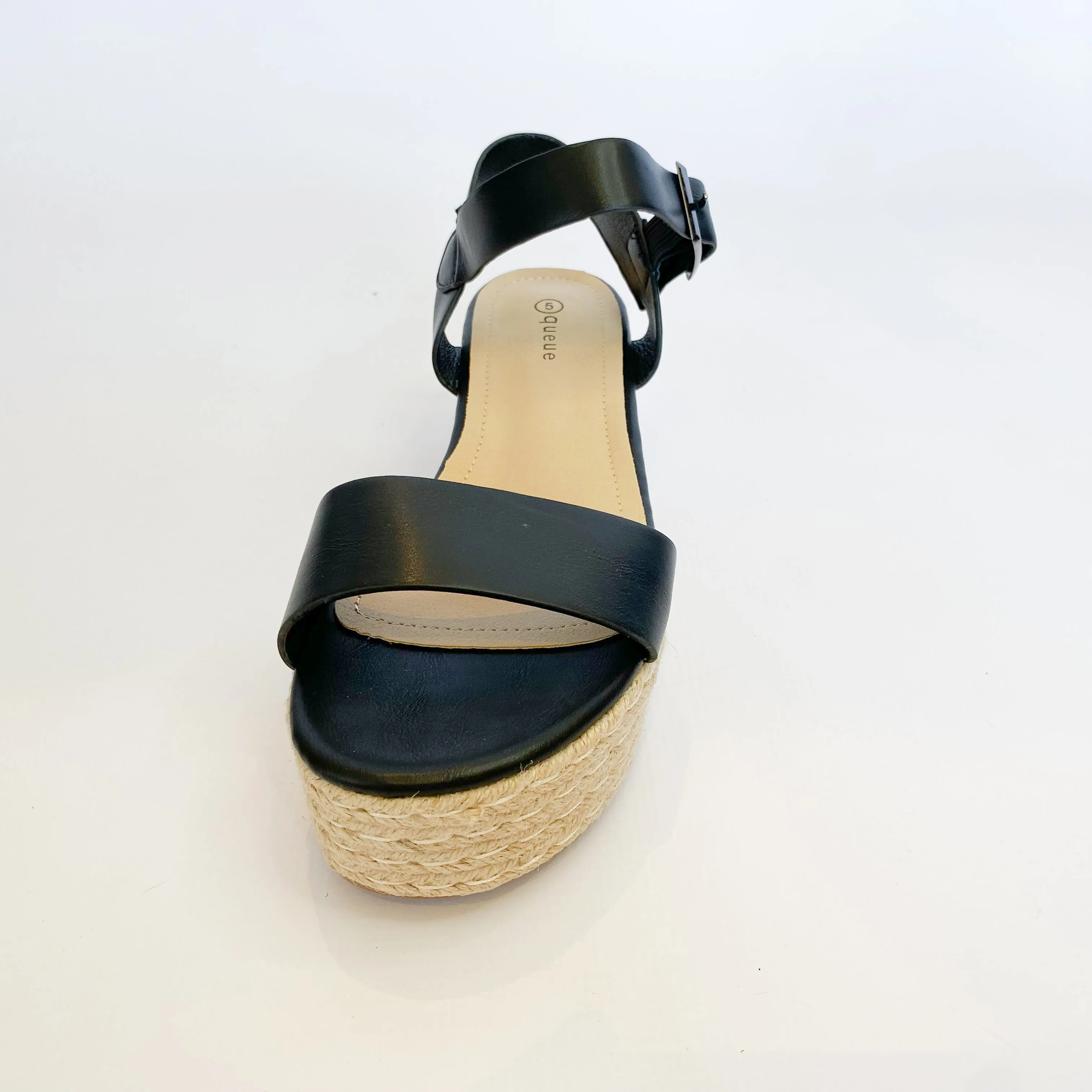 Queue black platform espadrille