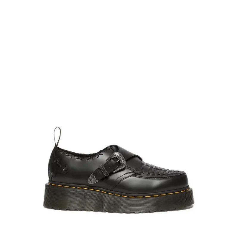 Ramsey Woven Smooth Leather Platform Creepers - Black