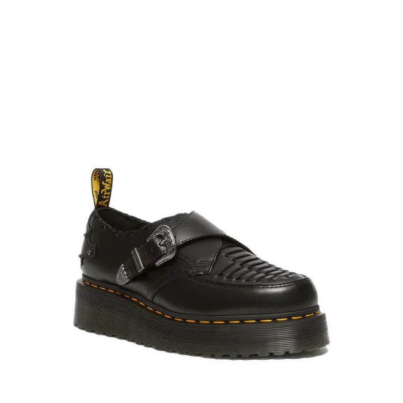 Ramsey Woven Smooth Leather Platform Creepers - Black