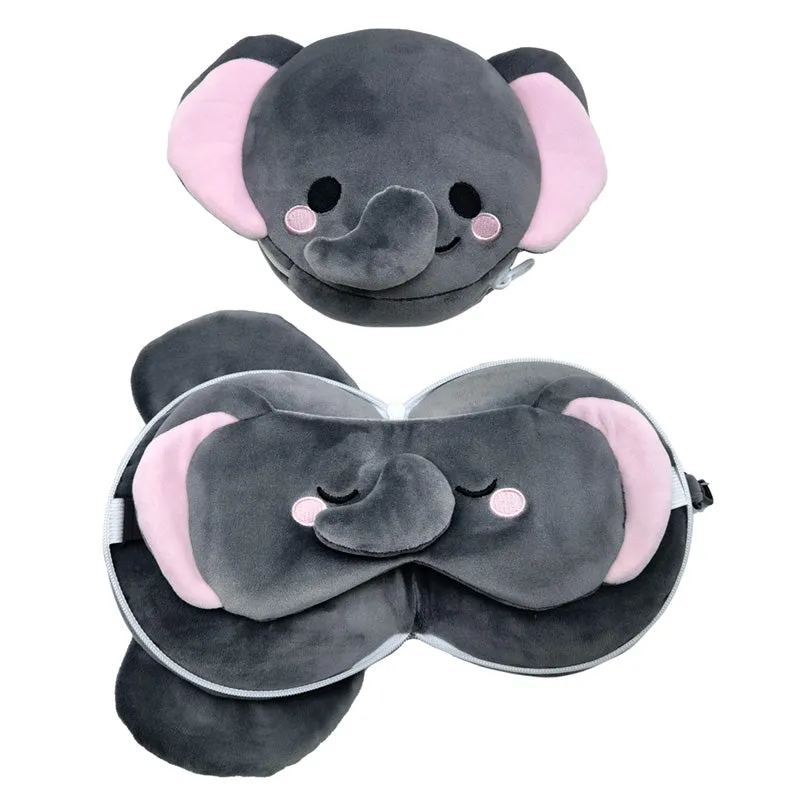 Relaxeazzz Travel Pillow & Eye Mask - Adoramals Janu the Elephant CUSH314