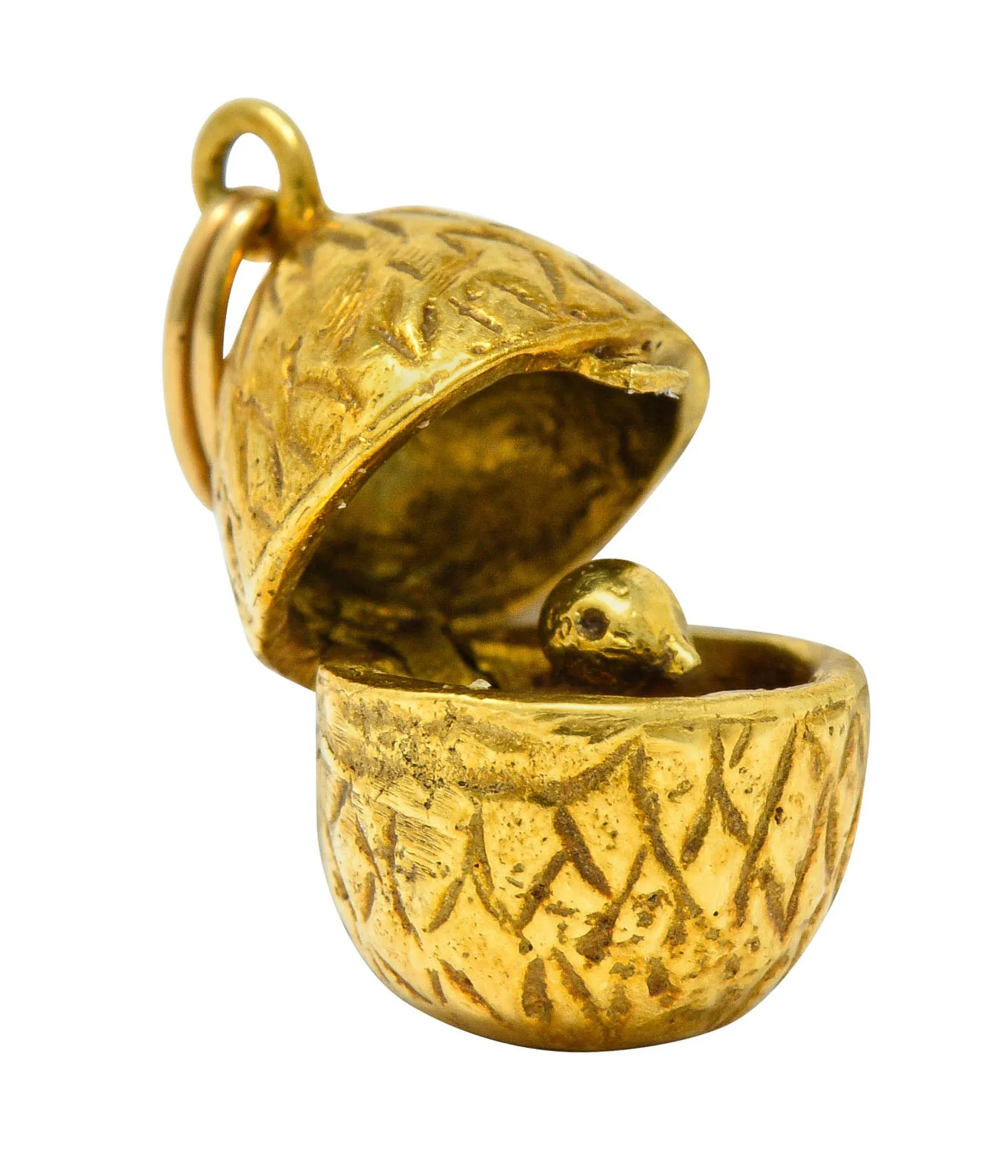 Retro 14 Karat Gold Chick In Egg Charm