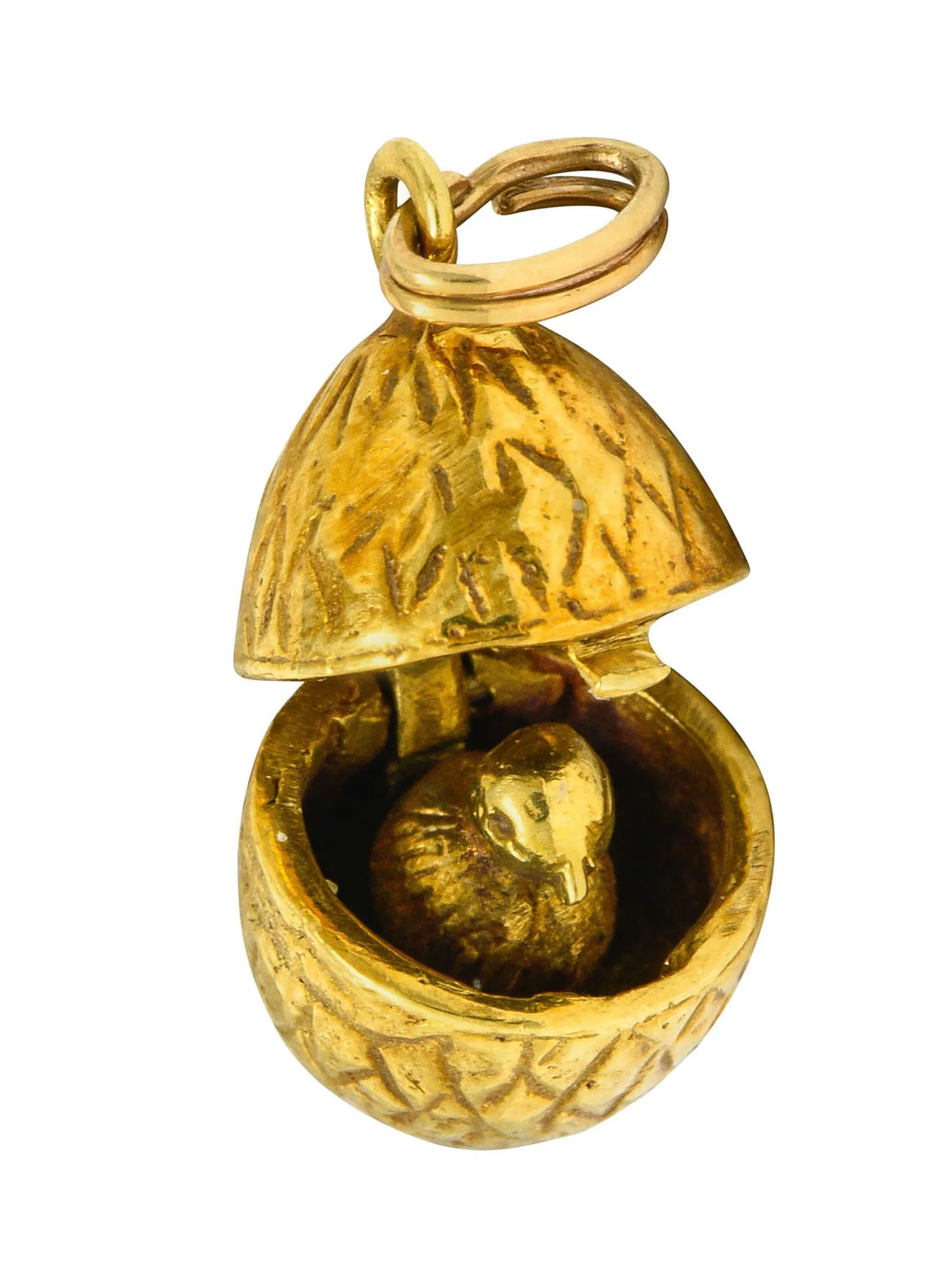 Retro 14 Karat Gold Chick In Egg Charm