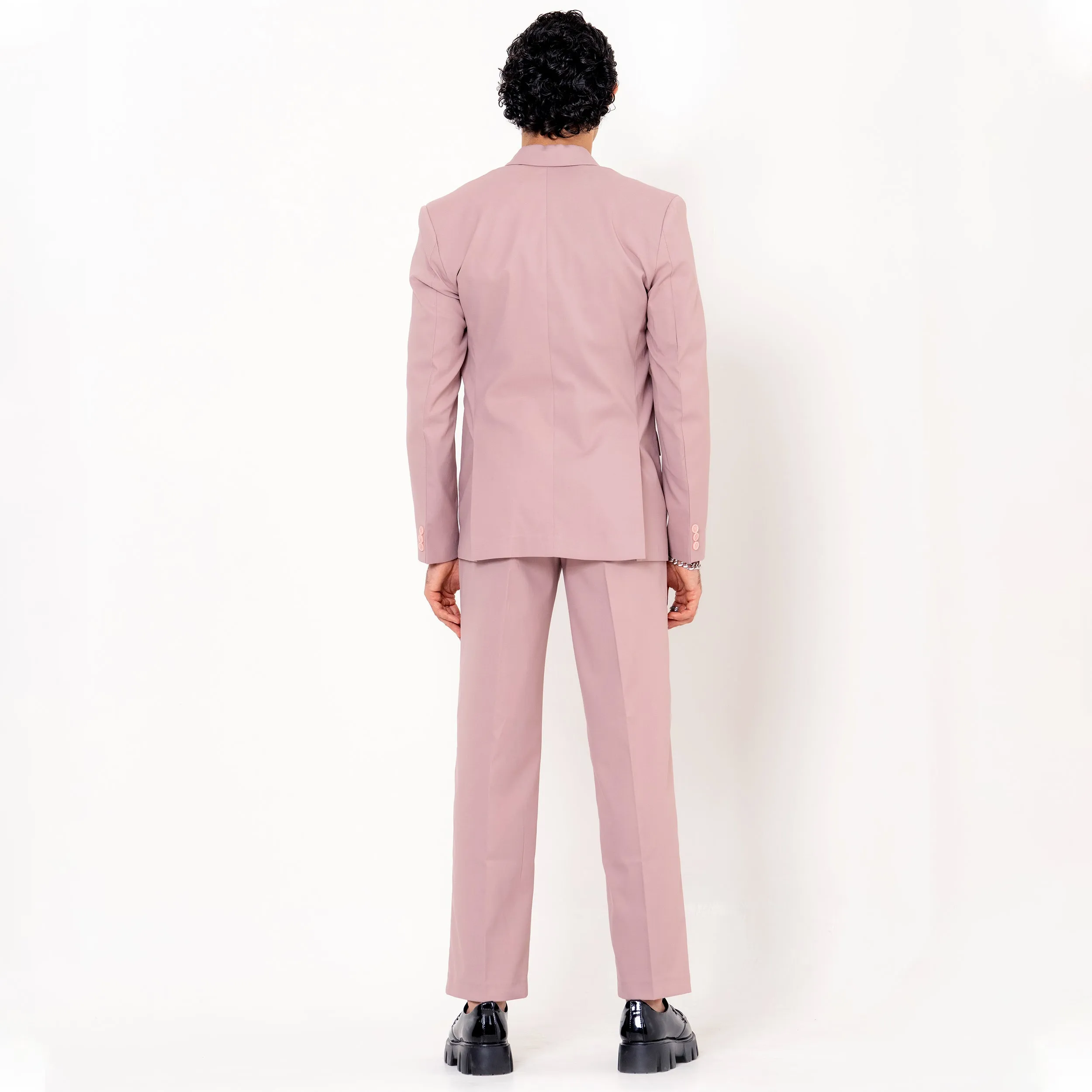 Salmon Pink Double Button Loose Fit Men's Suit