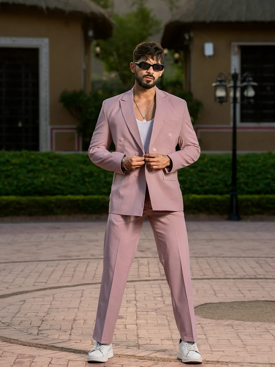 Salmon Pink Loose Fit Suit Men's Suit