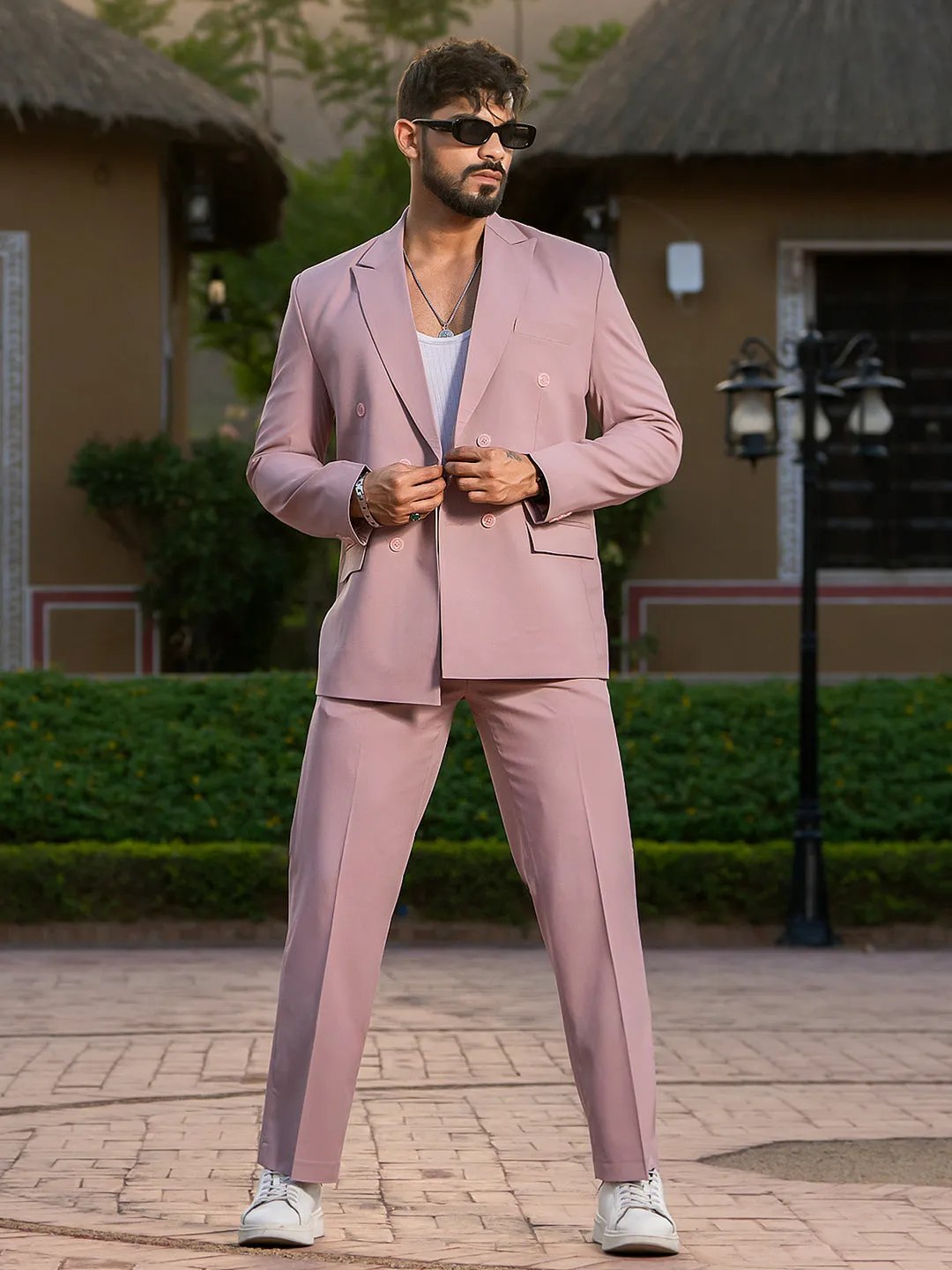 Salmon Pink Loose Fit Suit Men's Suit