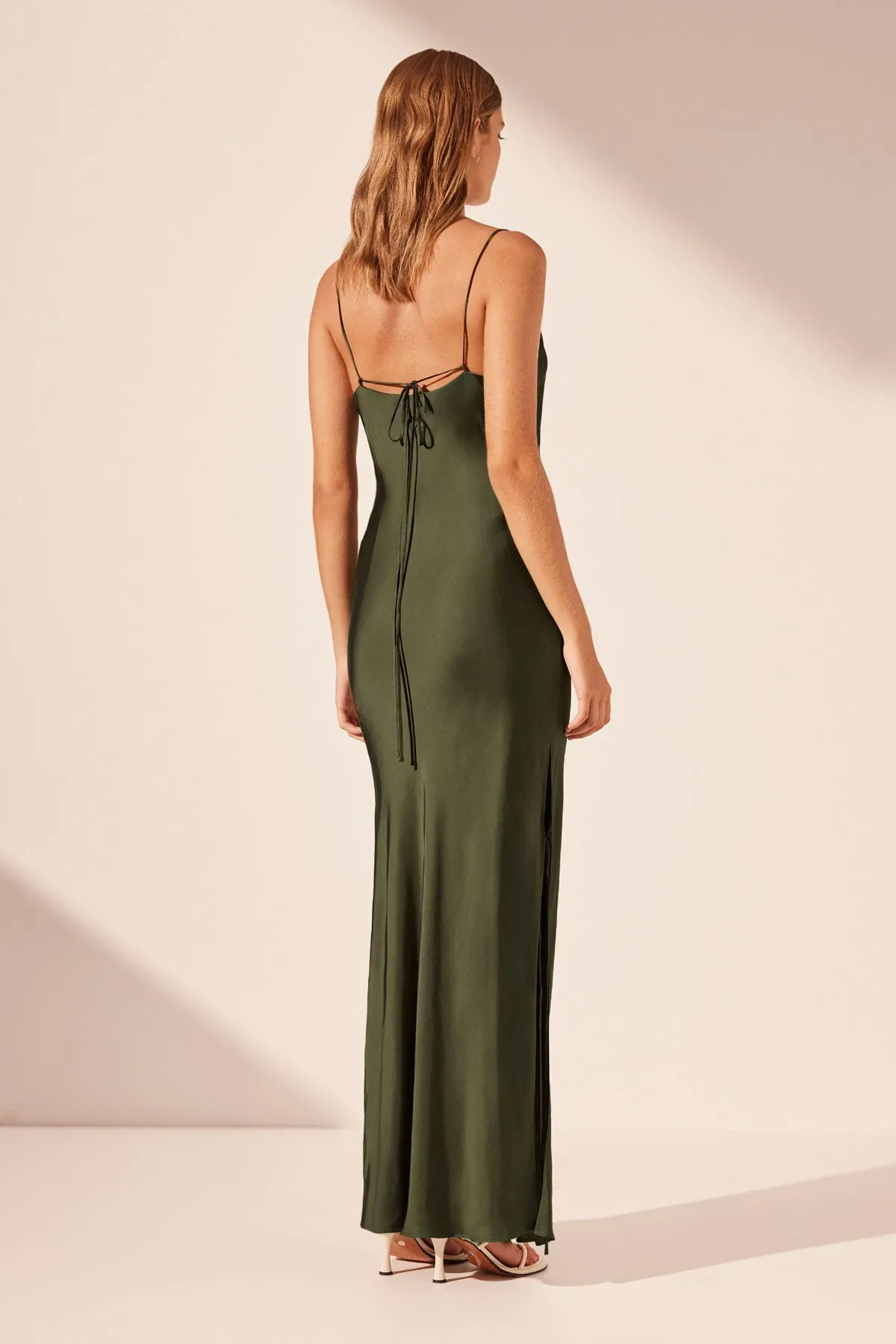 Shae Plunged Slip Tie Maxi Dress