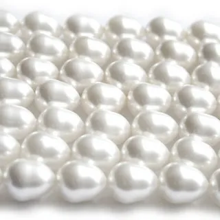 Shell Pearl White Tear Drop 10x15mm