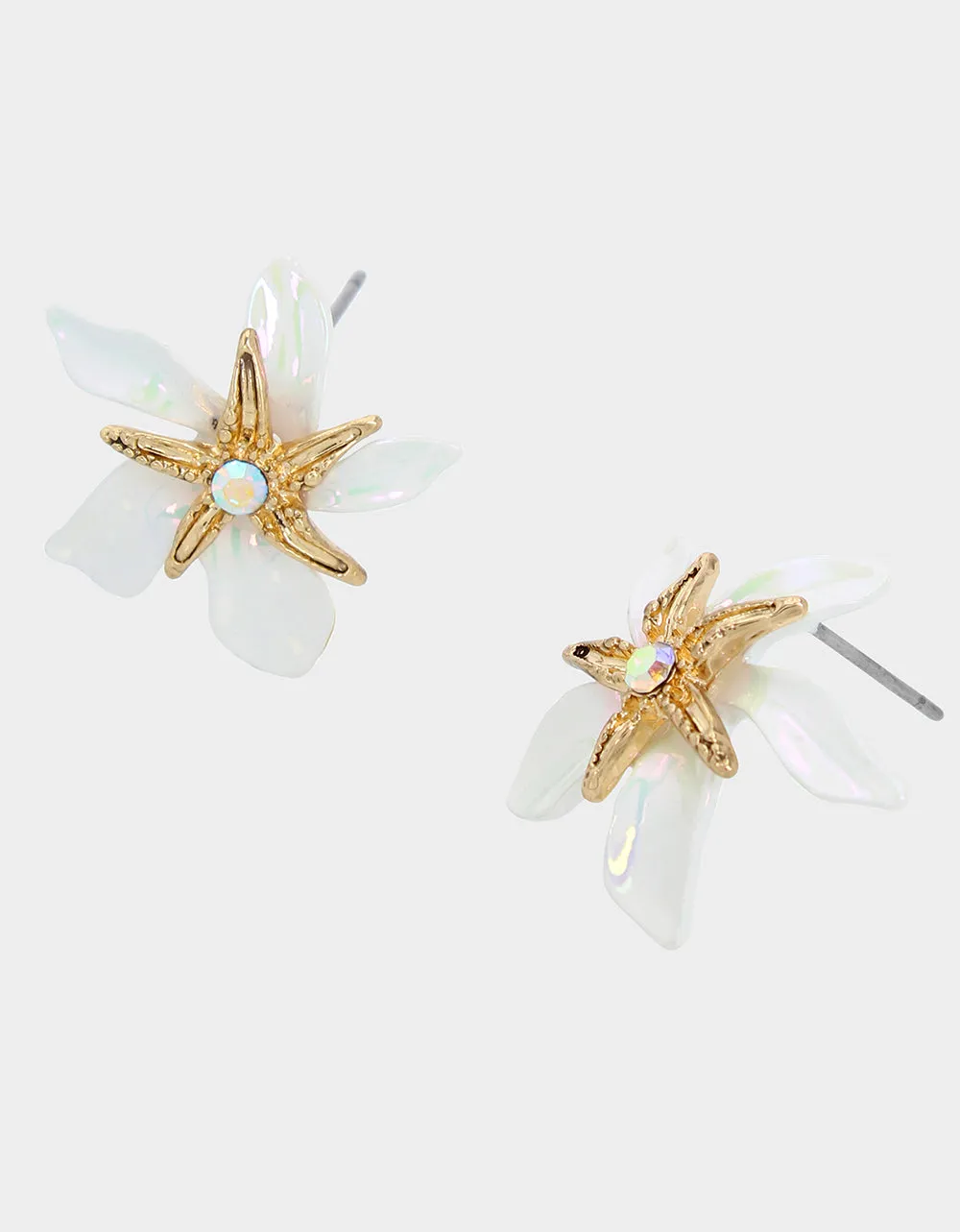 SHELL YEAH STARFISH FLOWER STUDS WHITE