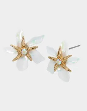 SHELL YEAH STARFISH FLOWER STUDS WHITE