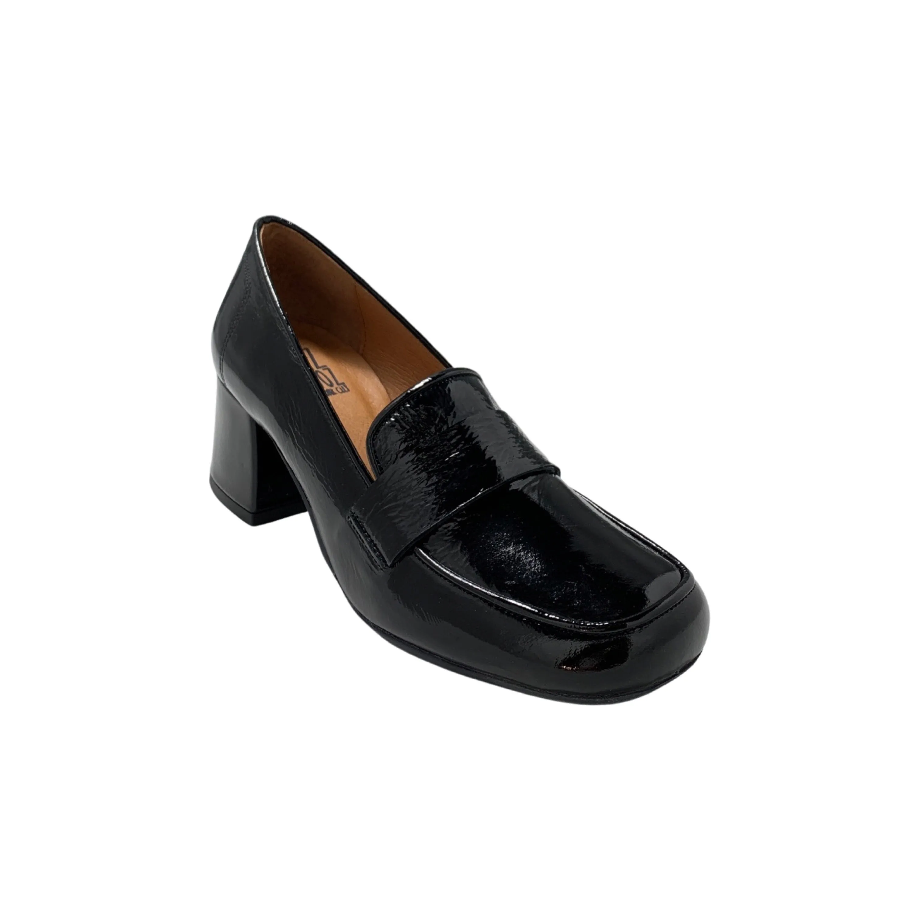 Siana Black Patent Loafer Heel